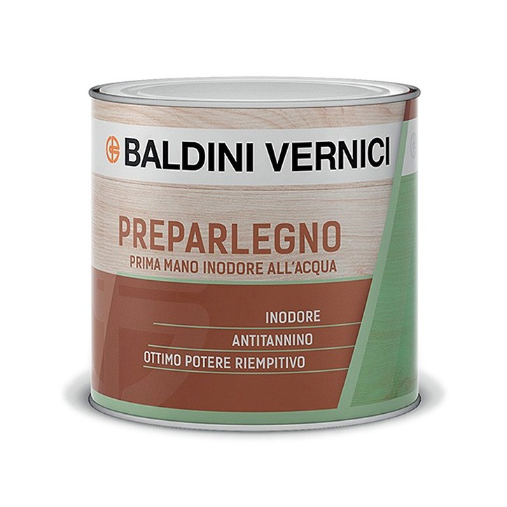 Baldini Vernici PREPARLEGNO prima mano inodore all'acqua per legno 0,5 LT