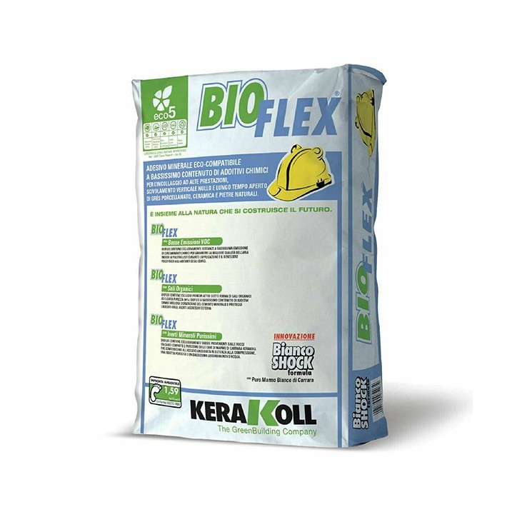 Kerakoll BIOFLEX colla minerale gres ceramica pietre naturali 25 KG bianco