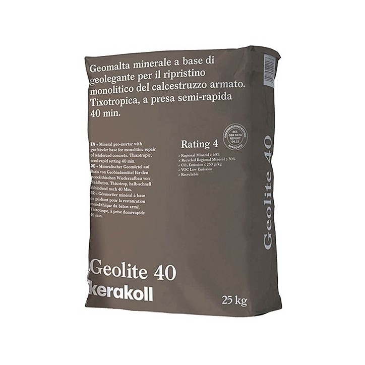 Kerakoll GEOLITE 40 malta ripristino rasatura protezione calcestruzzo 25 KG Grigio