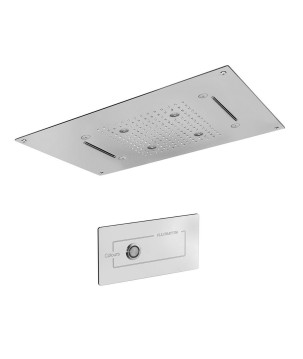 Fratelli Frattini 90908 soffione anticalcareo in acciaio inox da incasso a soffitto 70x40 cm a 3 funzioni